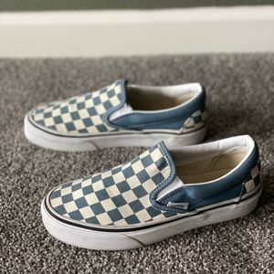 Checkered Vans slip ons